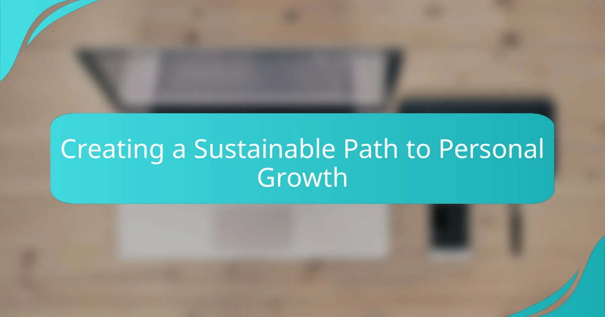 Creating a Sustainable Path to Personal Growth