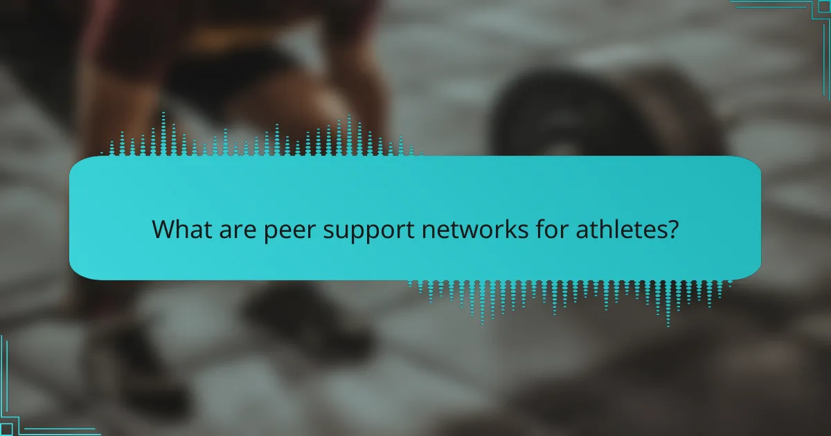 What are peer support networks for athletes?